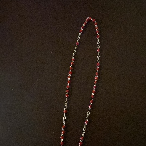 Red beaded necklace with cross on it - comes with small holder - Picture 3 of 10